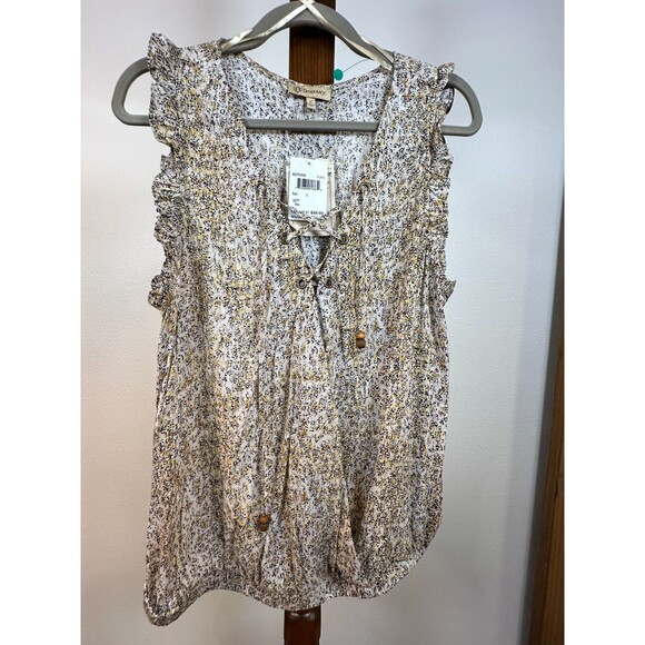 Democracy Tops - Democracy Women’s Sleeveless Lace-Up Blouse Multicolor Floral Print Size L